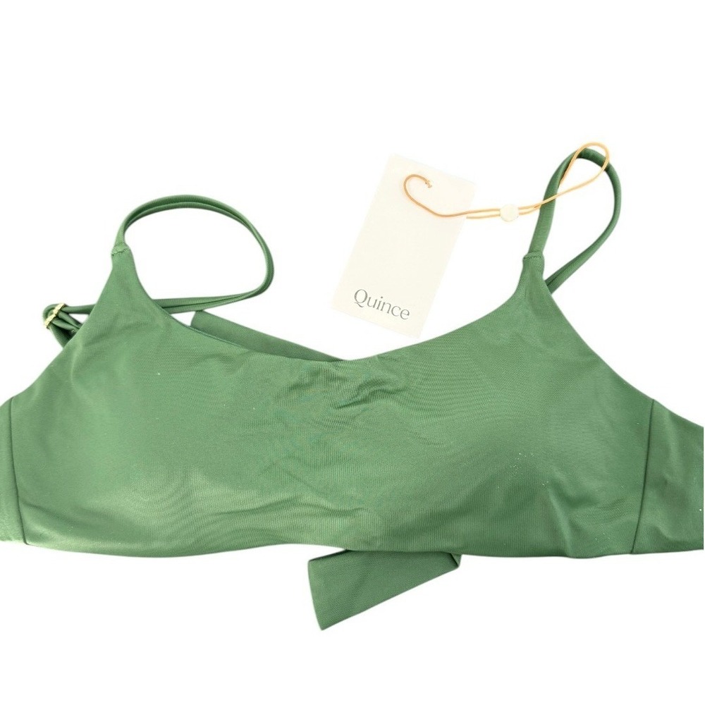 Quince NWT‎ Italian Matte Scoop Neck Bikini Top Palm Green Sustainable Size XS - Picture 4 of 9